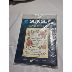 Sunset Counted Cross Stitch Kit Victorian Keepsake Marriage Roses 2987 Vintage
